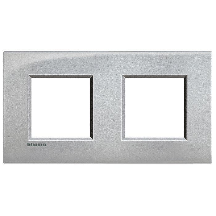 Рамка 2 поста BTicino LIVING LIGHT, алюминий, LNE4802M2TE