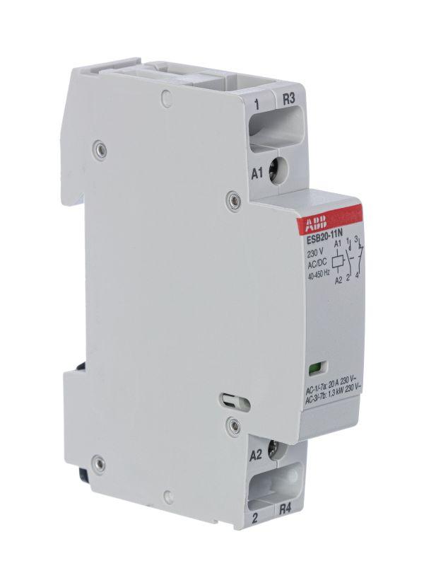 Контактор ABB модульный ESB20-11N-06 (20А АС-1 1НО+1НЗ) катушка 230В AC/DC 1SBE121111R0611