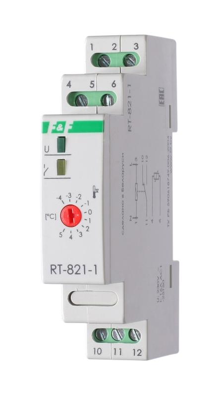 Терморегулятор RT-821-1 (от -4 до +5град.C) на шину DIN с датчиком RT на проводе 16А DEVI 140R1070R