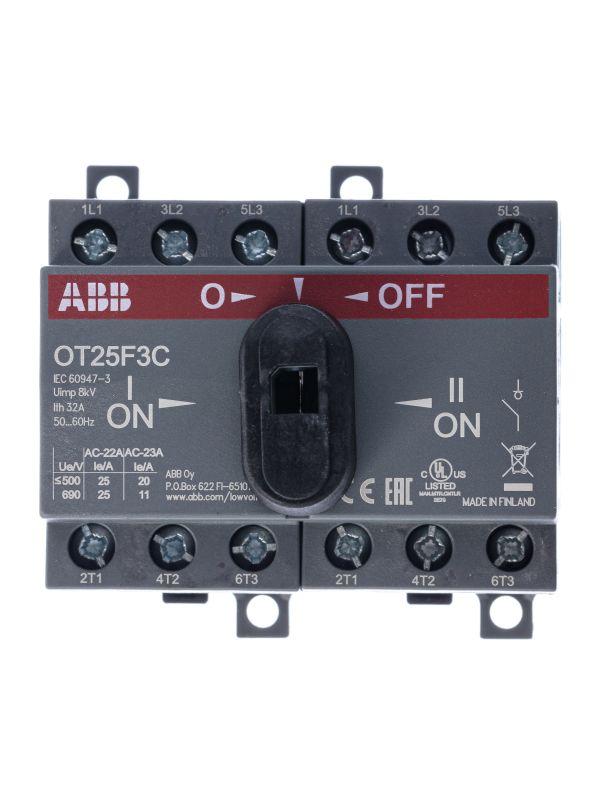 Рубильник реверсивный OT25F3C 25А (20А AC23) ABB 1SCA104863R1001